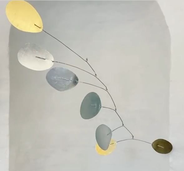 8th. June 2020:  Now two of my new mobiles at the Summer 2020 exhibition at Gallery Kbh Kunst in Copenhagen, which I am very happy about, it's a great exhibition go and see it.